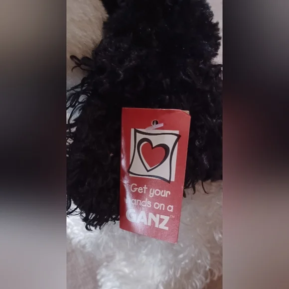 GANZ Plush Black and White Dog Stuffed Animal. 8.5"H. - Picture 4 of 4